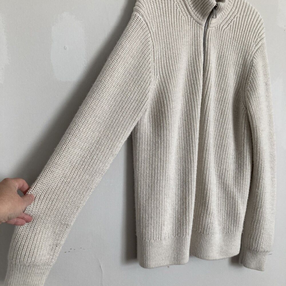 QUINCE Australian Merino Wool Half Zip Sweater LARGE Men Ivory Bone Long Sleeve - Picture 7 of 10